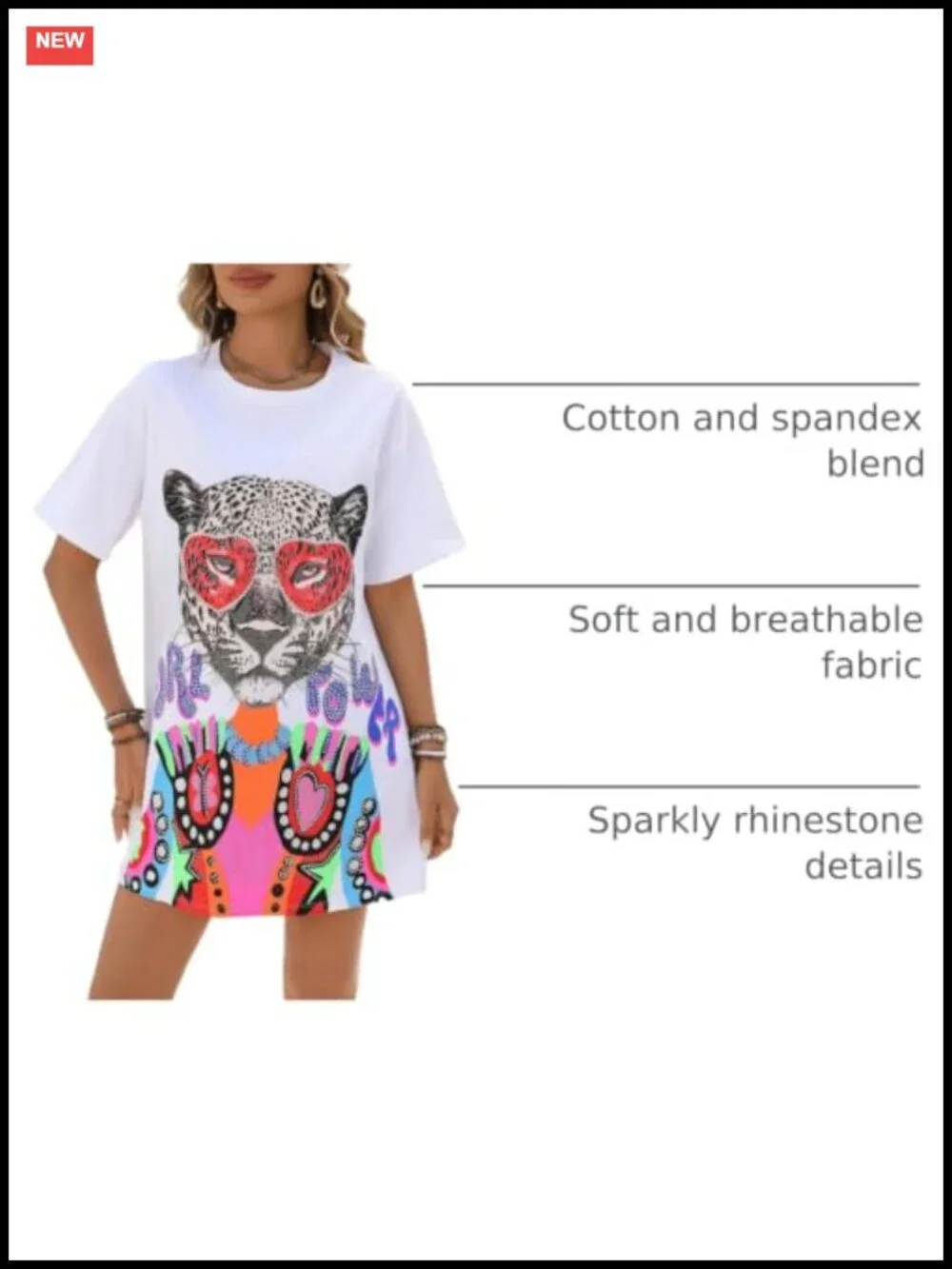 Sequin Graphic Tee Women's Rock T-Shirt Crew Neck Loose Fit Sparkly Top